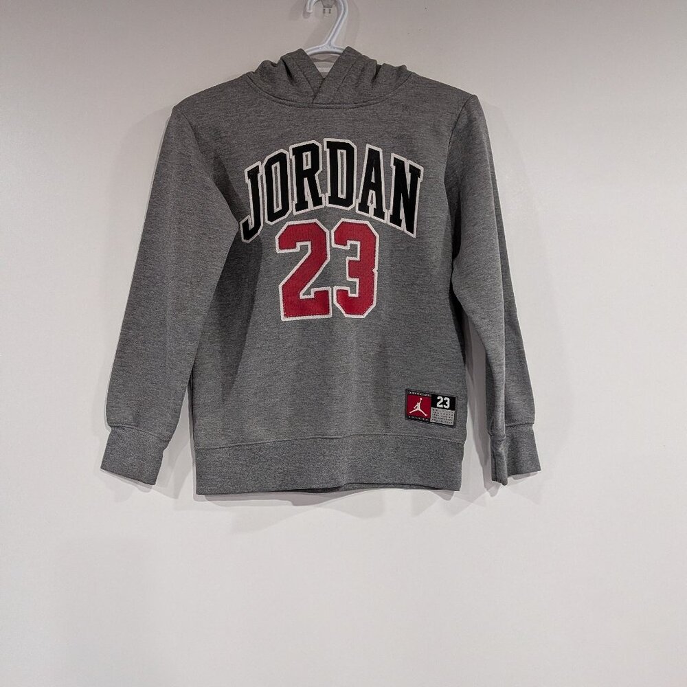 Jordan "23" Embroidered Number Hoodie Hooded Sweatshirt Heather Grey Size Medium